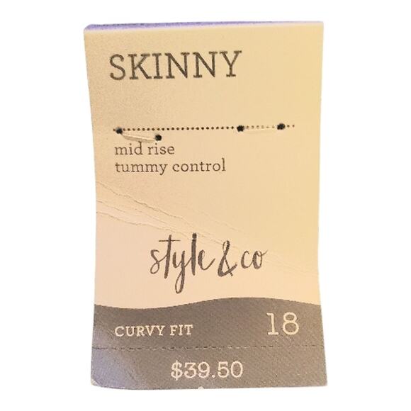 WOMEN'S MID-RISE CURVY SKINNY JEANS BY STYLE & CO. SIZE 18 NEW! STRETCH COMFORT - Picture 5 of 5
